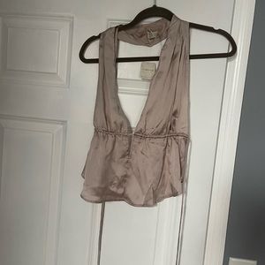 Free People Satin Open Back Going Out Top